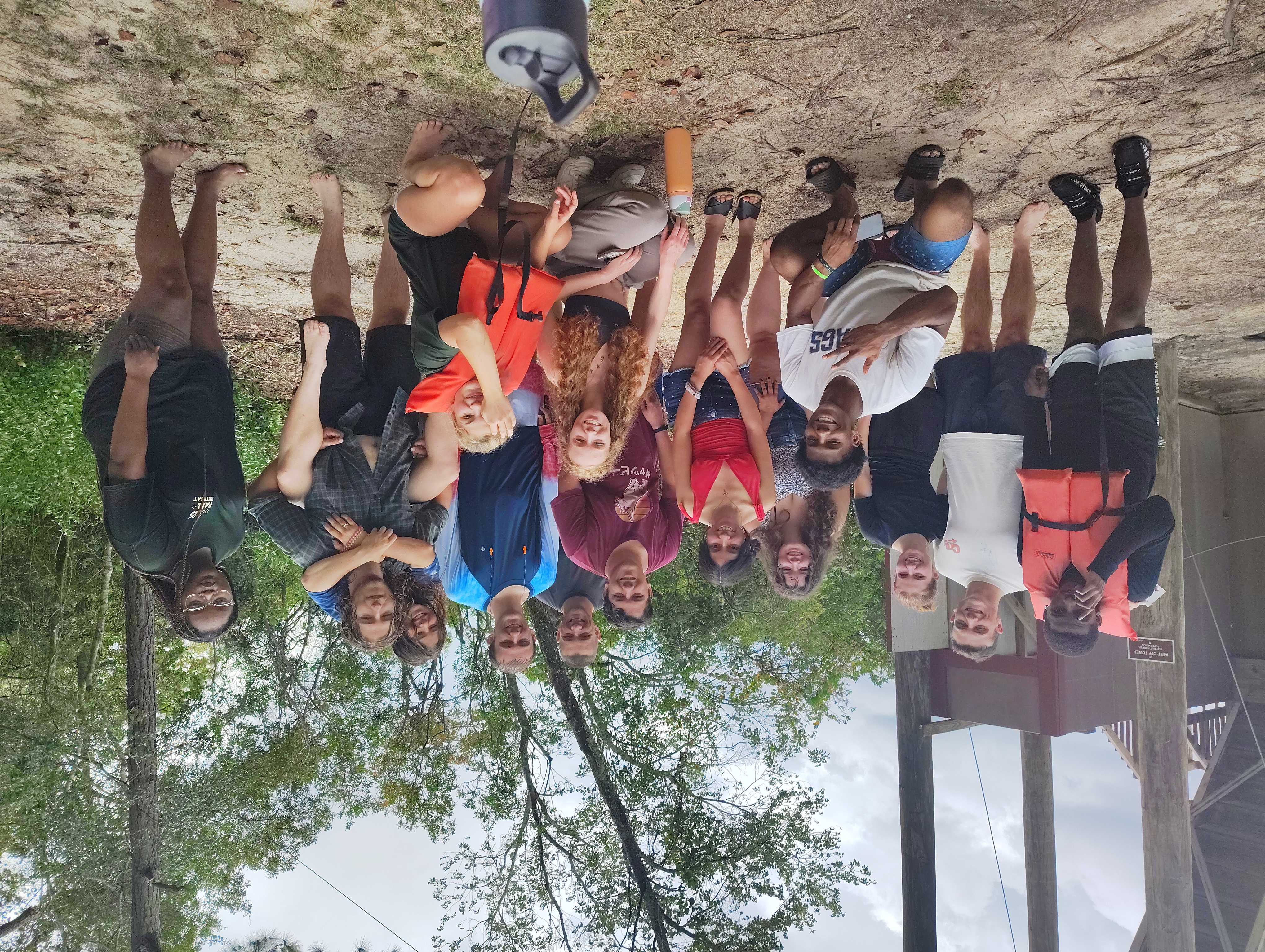 Augusta Cru students together outdoors at Fall Retreat