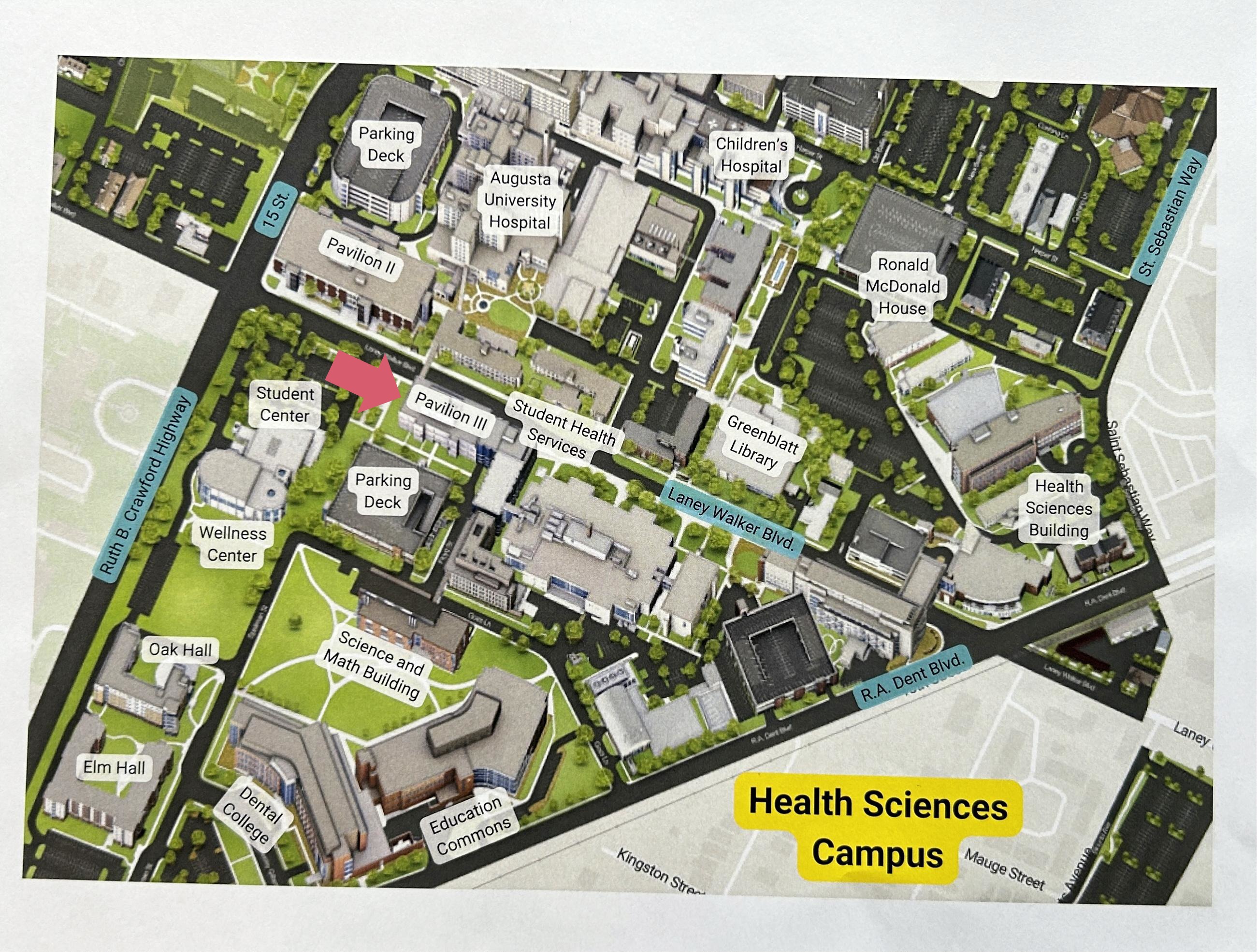 Augusta University Health Sciences Campus map